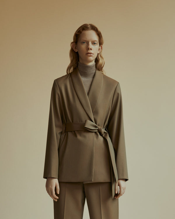 Wool Gabardine Shawl Collar Jacket